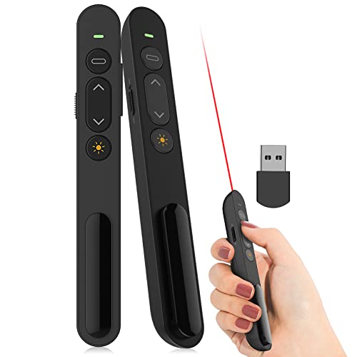 Presentation Clicker, 2,4 GHz Wireless Presenter-Präsentationsfernbedienung für Lehrer, Büro, Besprechungen, Berichte - Unterstützung Hyperlink und Lautstärkeregelung (black) von Rioicc