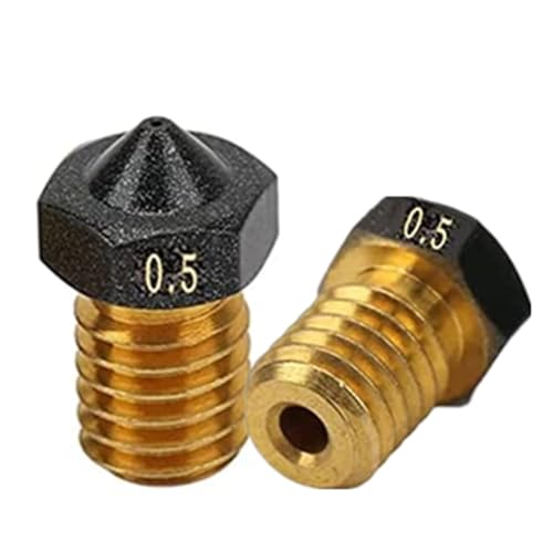 2 Stück Upgrade E3D V6 Düse PTFE-beschichtetes Messing Antihaft PLA Extruder Druckkopfdüse für 1,75 mm Ender3 Pro CR10/S Hotend (0,5 mm) von Rirsoasy