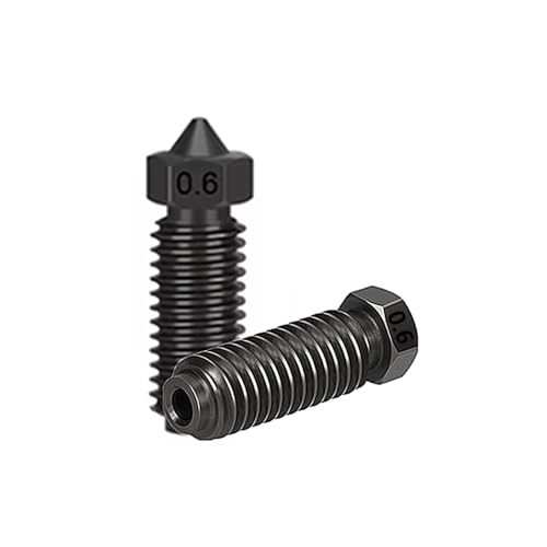 Düsen aus gehärtetem Stahl, hohe Temperaturbeständigkeit, Düsen für Anycubic Kobra 3 Hotend Extruder 3D-Drucker (0,6 mm), 2 Stück von Rirsoasy