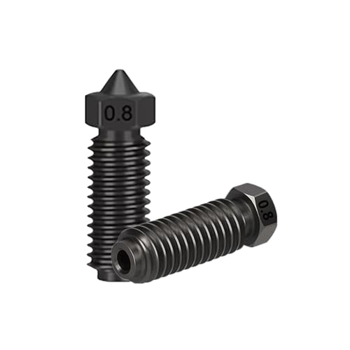 Düsen aus gehärtetem Stahl, hohe Temperaturbeständigkeit, Düsen für Anycubic Kobra 3 Hotend Extruder 3D-Drucker (0,8 mm), 2 Stück von Rirsoasy