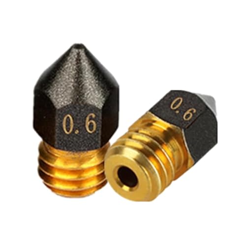 MK8 Düse mit PTFE Beschichtung V6 Messing Antihaft PLA Druckkopf Extruder 0,3/0,4/0,5/0,6/0,8/1 mm für Ender3 Pro CR10/S Hotend 1,75 mm (MK8, 0,6 mm) 2 Stück von Rirsoasy