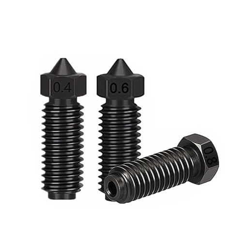 Rirsoasy 3 Stück gehärtete Stahldüsen, Hochtemperaturbeständigkeit Düsen für Anycubic Kobra 3 Hotend Extruder 3D-Drucker (Mix-3 Stück) von Rirsoasy