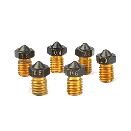 Rirsoasy Upgrade E3D V6 Düse PTFE beschichtetes Messing Antihaft PLA Extruder Druckkopfdüse für 1,75 mm Ender3 Pro CR10/S Hotend (Mix-6 Stück) von Rirsoasy