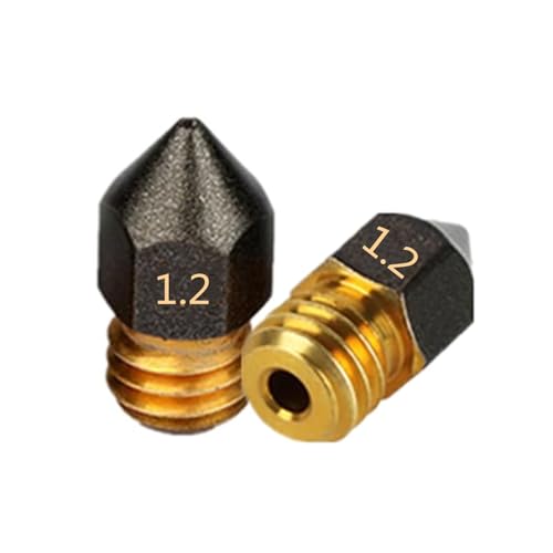 Upgrade E3D MK8 Volcano V6 Düse PTFE beschichtetes Messing Antihaft PLA Extruder Druckkopfdüse 0,3/0,4/0,5/0,6/0,8/1,0 mm für 1,75 mm Ender3 Pro CR10/S Hotend (MK8, 1,2 mm) von Rirsoasy