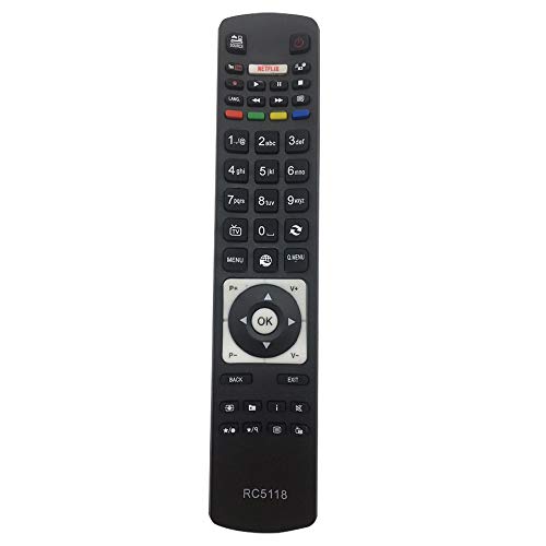 Riry Universalfernbedienung Telefunken RC5118 für Fernbedienung Telefunken Fernseher Digihome/Alba/Polaroid/FINLUX/Bush/Hitachi/Smart TV mit Netflix und YouTube – Keine Einrichtung erforderlich von Riry