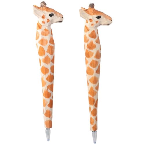 Risedot Kreative Cartoon-Holzschnitzerei-Stifte, Giraffen-Stifte, neutrale Stifte, 2 Stück Risedot Kreative Cartoon-Holzschnitzerei-Stifte, Giraffen-Stifte, neutrale Stifte, 2 Stück von Risedot