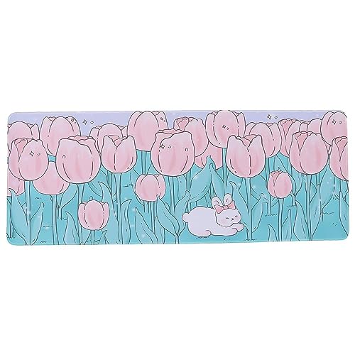 Risedot Niedliches Tulpenhasen-Gaming-Mauspad, Cartoon, groß, rutschfeste Schreibtischunterlage mit genähten Kanten für Büro und Zuhause, 80 x 30 cm Risedot Niedliches Tulpenhasen-Gaming-Mauspad, Cartoon, groß, rutschfeste Schreibtischunterlage mit genähten Kanten für Büro und Zuhause, 80 x 30 cm von Risedot