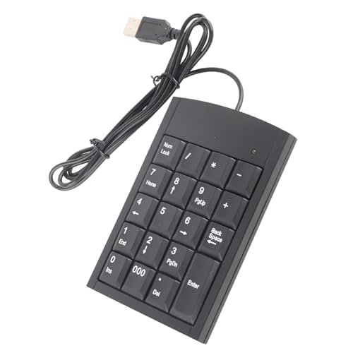 Risegun Mini USB Ziffernblock, Numerische Zusatztastatur 19 Tasten USB Nummernblock Tragbare Tastatur für Laptop PC Notebook, Schwarz von Risegun