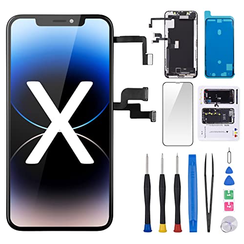 Risidamoy Ersatzbildschirm für iPhone X für iPhone 10, 14,7 cm (5,8 Zoll), mit Ohrlautsprecher, Näherungssensor, 3D-Touch-LCD-Display, Digitizer, komplettes Montage-Reparaturset, Front-Ohrstück, Risidamoy Ersatzbildschirm für iPhone X für iPhone 10, 14,7 cm (5,8 Zoll), mit Ohrlautsprecher, Näherungssensor, 3D-Touch-LCD-Display, Digitizer, komplettes Montage-Reparaturset, Front-Ohrstück, von Risidamoy