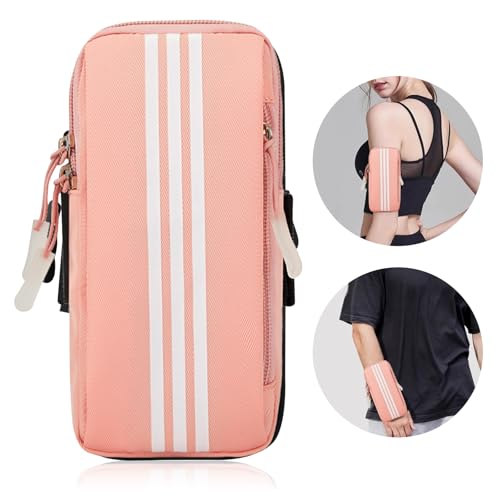 Risipu Handytasche Joggen，Sportarmband, für iPhone,Samsung, Schweißfest und Schnell-Trocknend, Armtasche für Running,Fitness, Laufen zubehör Kompatibel mit Mobiltelefonen unter 6,7 Zoll (Rosa) von Risipu