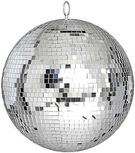 Rismise Disco Spiegel Ball 20cm Spiegelkugel Discokugel Mirrorball Glänzende Disco Ball für Weihnachtsbaum Hochzeit Karneval Geburtstagsfeier Silberne Dekoration Bühnenverein DJ Lichteffekt von Rismise