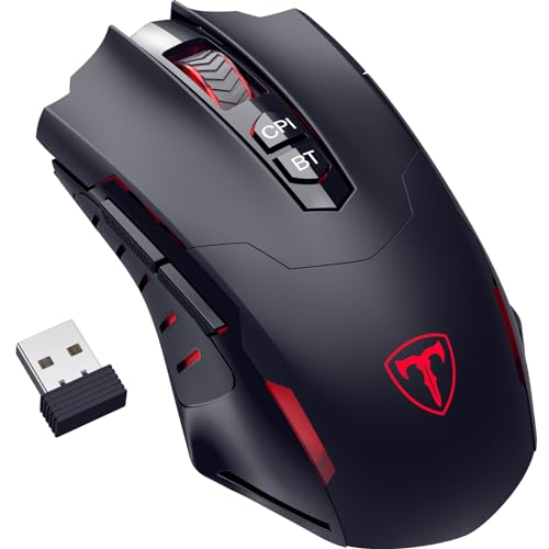 RisoPhy Gaming Maus Kabellose,7 programmierbare Tasten,2.4Ghz/Bluetooth Gamer Maus mit 5 einstellbare DPI(800-8000) RGB-Beleuchtung, Ergonomische Wireless Gaming Maus RisoPhy Gaming Maus Kabellose,7 programmierbare Tasten,2.4Ghz/Bluetooth Gamer Maus mit 5 einstellbare DPI(800-8000) RGB-Beleuchtung, Ergonomische Wireless Gaming Maus von RisoPhy