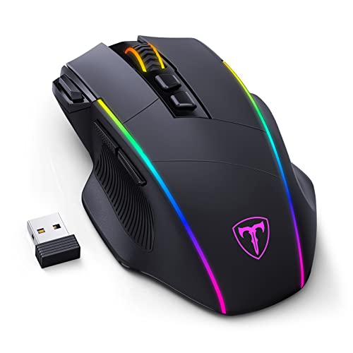 RisoPhy Gaming Maus Kabellose RGB,2.4G/USB-C/Bluetooth Maus mit 8 Programmierbare Tasten/10000DPI/7 RGB Beleuchtung,Wireless Ergonomische Maus für PC/Mac Gamer von RisoPhy