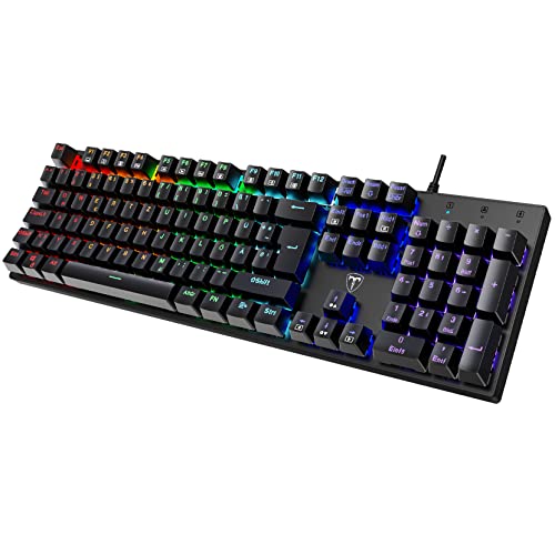 RisoPhy Mechanische Gaming-Tastatur,RGB 104 Tasten Ultradünne Gamer Tastatur mit Blauen Schaltern(Taktil & Klickend),Anti-Ghosting/Spritzwassergeschützte Mechanische Tastatur-Deutsches QWERTZ-Layout von RisoPhy