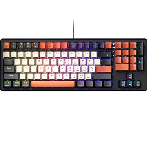 RisoPhy RGB-Gaming-Tastatur, 90 Tasten, Regenbogen-Hintergrundbeleuchtung, mechanische Hot-Swap-Sockel-Tastatur, PBT-Tastenkappen mit Nummernblock für PC/Laptop/Computer von RisoPhy