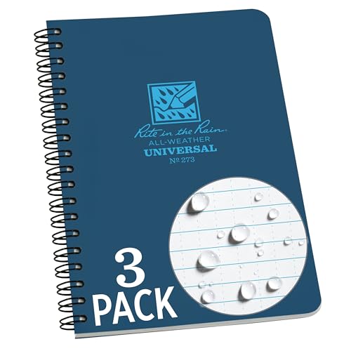 Rite in the Rain Allwetter-Notizbuch mit Spiralbindung 3 Pack Blau, 4.625" x 7" von Rite in the Rain