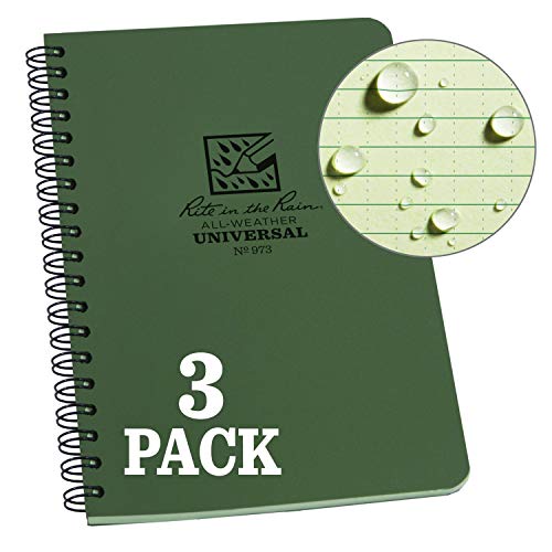 Rite in the Rain Allwetter-Notizbuch mit Spiralbindung 3 Pack Grün, 4.625" x 7" von Rite in the Rain