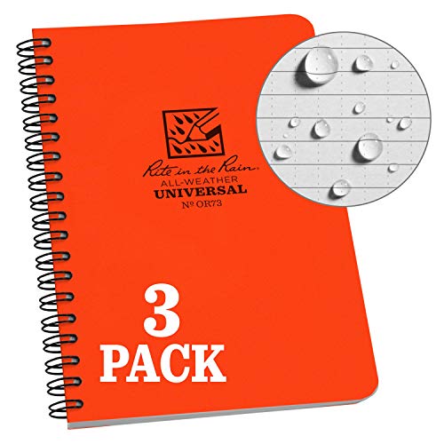 Rite in the Rain Allwetter-Notizbuch mit Spiralbindung 3 Pack Orange, 4.625" x 7" von Rite in the Rain