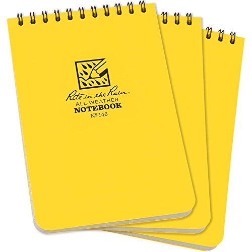 Rite in the Rain Allwetter top-spiral Notebook, 10,2 x 15,2 cm Universal Muster, 3 Stück Spirale (oben) 10 x 15 cm Yellow Cover von Rite in the Rain