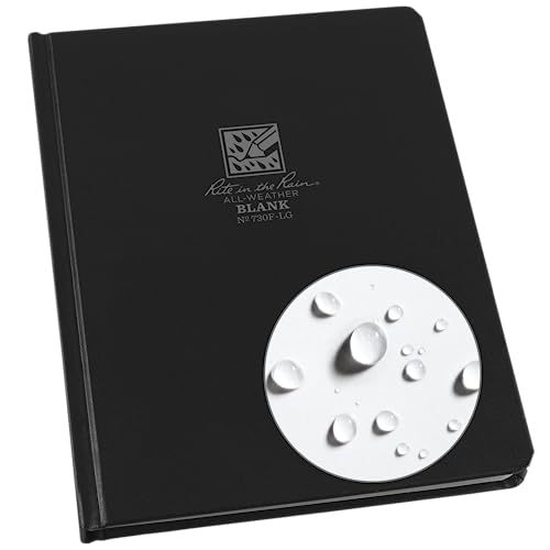 Rite in the Rain Skizzenbuch mit festem Einband, wetterfest, 15,9 x 21,6 cm, schwarzer Einband, blanko Seitenmuster (Nr. 730F-LG) von Rite in the Rain