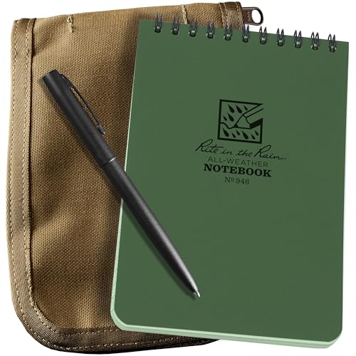 Rite in the Rain Weatherproof 4" x 6" Top-Spiral Notebook Kit: Tan CORDURA Fabric Cover, 4" x 6" Green Notebook, and an Weatherproof Pen (No. 946-KIT) von Rite in the Rain