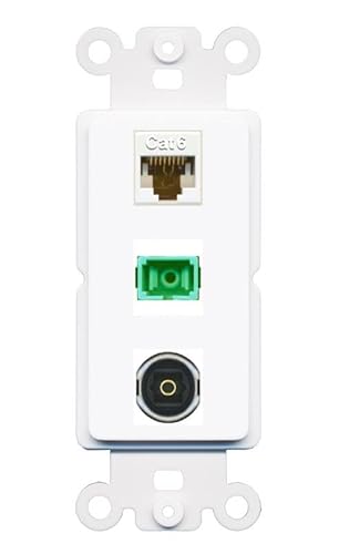 RiteAV 1 Port CAT6 SC-APC-Simplex Toslink-Kupplung, Wippenmodul, weiblich-weiblich, für dekorative Wandabdeckung, Frontplatte [Weiß] von RiteAV