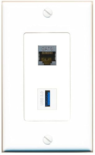 RiteAV 1 Port CAT6-SHIELDED USB-3 Jack Coupler Female-Female Wall Plate [Weiß] von RiteAV