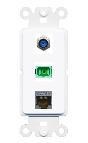 RiteAV 1 Port CAT6A F81 SC-APC-Simplex-Kupplung, Jack-Einsatz, Wippenmodul, weiblich-weiblich, für dekorative Wandabdeckung, Frontplatte [Weiß] von RiteAV