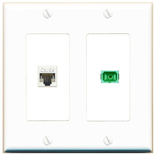 RiteAV 2-Gang 1-Port CAT5E SC-APC-SX Klinkenkupplung, weiblich-weiblich, Wandplatte, Weiß von RiteAV