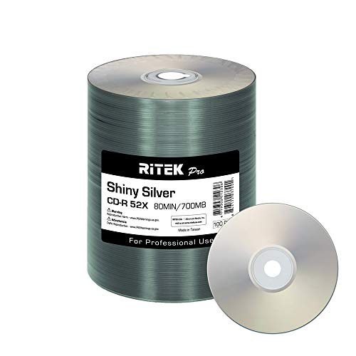 Ritek Pro CD-R 52 x 700 MB, glänzender Silberlack, Siebdruck-Rohling, 100 Stück Ritek Pro CD-R 52 x 700 MB, glänzender Silberlack, Siebdruck-Rohling, 100 Stück von Ritek Pro