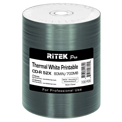 Ritek Pro CD-R 52 x 700 MB, weiß, bedruckbar, blanko, 100 Stück Ritek Pro CD-R 52 x 700 MB, weiß, bedruckbar, blanko, 100 Stück von Ritek Pro
