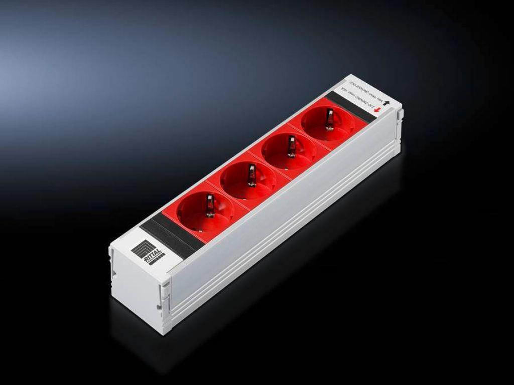 Rittal PSM Plus - Steckdosenleiste (Plug-In-Modul) - Ausgangsbuchsen: 4 (CEE 7/4 (SCHUKO)) - Rot (7856240) von Rittal