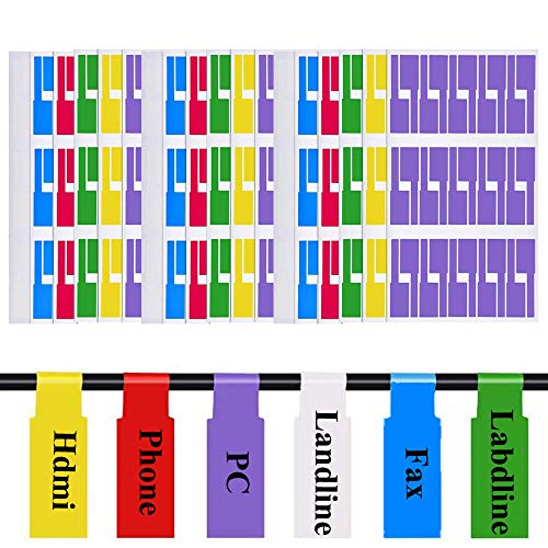 540 Stück Selbstklebende Kabeletiketten, Kabelkennzeichnung, Kabelaufkleber, Bunte Kabeletiketten, Wasserdichte, Reißfeste Kabeletikettenaufkleber Für Die Kabelführung, 18 Blatt (6 Farben) von Ritte