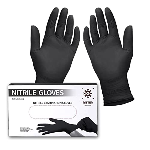 Ritter Premium Nitrilhandschuhe schwarz 100 Stück - Einweghandschuhe latexfrei - Einmalhandschuhe nitril puderfrei - Black Nitrile Gloves - Größe L Ritter Premium Nitrilhandschuhe schwarz 100 Stück - Einweghandschuhe latexfrei - Einmalhandschuhe nitril puderfrei - Black Nitrile Gloves - Größe L von Ritter-Die Schärferei