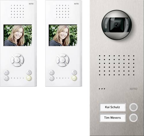 Ritto by Schneider RGE1819625 Video-Türsprechanlage Kabelgebunden Komplett-Set 2 Familienhaus Weiß von Ritto by Schneider