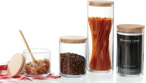 Ritzenhoff & Breker Vorratsglas FAIA, rund, 1,0 l aus Glas, zylindrisch, Buchenholzdeckel mit Silikon - 3 Stück (815429) von Ritzenhoff & Breker