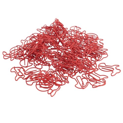 Kaninchenförmige Dekorative Metallpapierklammern für das Schulbüro, Verhindern Sie Ein Schlechtes Lesezeichen, das Tierische Papierklammern für Scrapbook, 100pcs Edelstahlpapierklammern Auswahl (Rot) von Riuulity