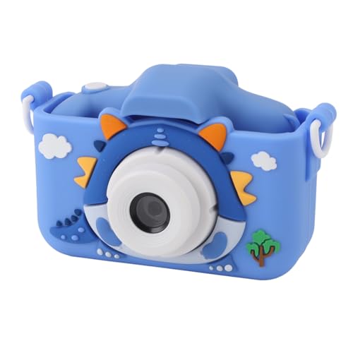Kinderkamera mit Dualkameras, Videoaufnahme, Auto, 8X Digitaler Zoom für und Mädchen Ordentliche Filter, Dinosaurierdesign, Spiele, Musik, Camcorder mit Niedlicher Hülle (Blue) von Riuulity