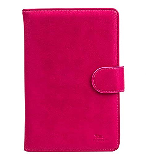 RIVACASE Kunstledertasche für Tablets bis 8“ - Hochwertiges Universal Case mit neuartigen Montagesystem und Magnet Clip - Pink von Rivacase