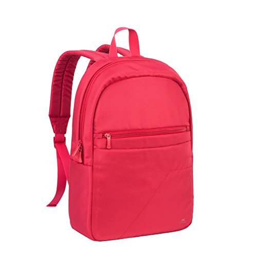RIVACASE Rucksack für Notebooks bis 15.6” - Extrem flache und kompakte Tasche mit viel Platz und hohen Tragekomfort - Rot von Rivacase