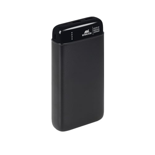 RIVACASE VA2180 Powerbank 20000 mAh, Externer Akku mit hoher Ladekapazität, Typ-C Eingang/Ausgang, 2 Eingänge und 3 Ausgänge, tragbares Ladegerät, kompatibel mit iPhone, Samsung, iPad u.a. von Rivacase