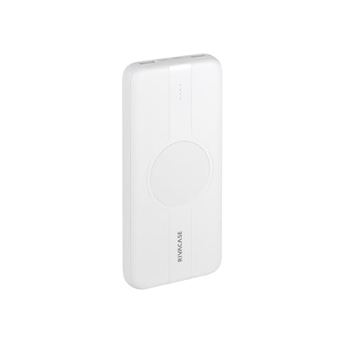 RIVACASE VA2601 Kabellose Powerbank 10000mAh Weiß, Externer Akku mit PD 20W Schnellladefunktion, Tragbares Ladegerät Typ-C Eingang/Ausgang, Kompatibel mit iPhone, Samsung, Huawei u. a. von Rivacase