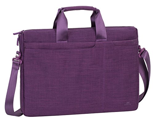 Rivacase Notebooktasche 13.3-17,3 Zoll – Gepolsterte Laptoptasche mit viel Platz für Zubehör, kompakte Umhängetasche für Damen und Herren wasserabweisend (Lila, 15.6 Zoll) von Rivacase