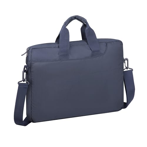Rivacase Tasche für Notebooks bis 15.6 Zoll – Sehr kompakte Laptoptasche mit gepolsterten Wänden, Reißverschluss und abnehmbarem, verstellbarem Tragegurt / 8035 (Blau) von Rivacase