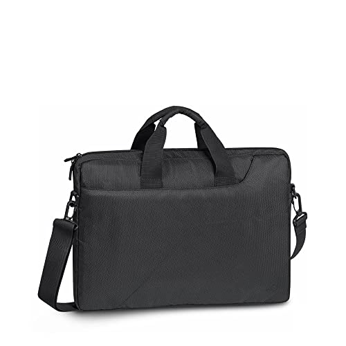 Rivacase Tasche für Notebooks bis 15.6 Zoll – Sehr kompakte Laptoptasche mit gepolsterten Wänden, Reißverschluss und abnehmbarem, verstellbarem Tragegurt / 8035 (Schwarz) von Rivacase