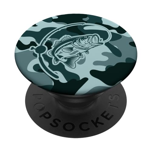 Bold Camouflage für Angler und Flussfischer Camo Angeln PopSockets Klebender PopGrip von River Bass Fishing Camo for Anglers Fishing Lovers
