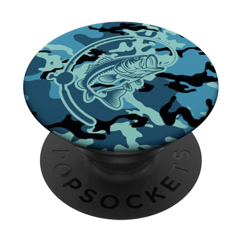 Camo Bass Angelbekleidung für See- und Flussangel-Liebhaber PopSockets Klebender PopGrip von River Bass Fishing Camo for Anglers Fishing Lovers