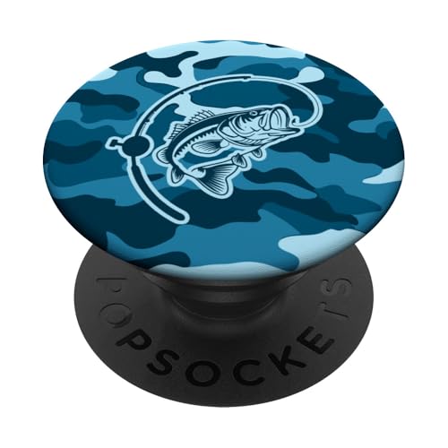 Camo Bass Angelbekleidung für See- und Flussangel-Liebhaber PopSockets Klebender PopGrip von River Bass Fishing Camo for Anglers Fishing Lovers