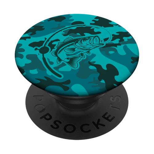 Camo Bass Angelbekleidung für See- und Flussangel-Liebhaber PopSockets Klebender PopGrip von River Bass Fishing Camo for Anglers Fishing Lovers