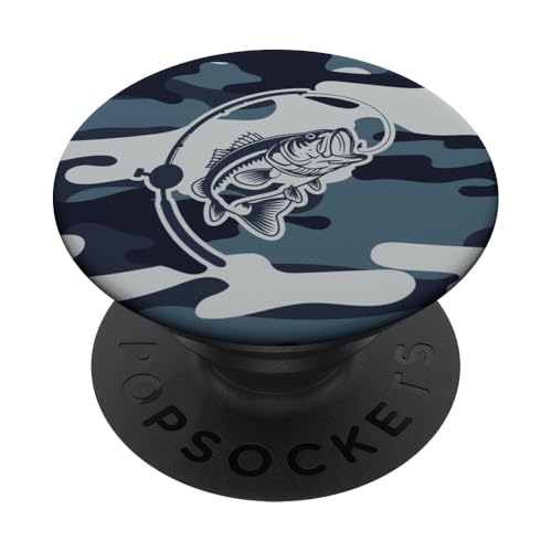 Camo Bass Angelbekleidung für See- und Flussangel-Liebhaber PopSockets Klebender PopGrip von River Bass Fishing Camo for Anglers Fishing Lovers